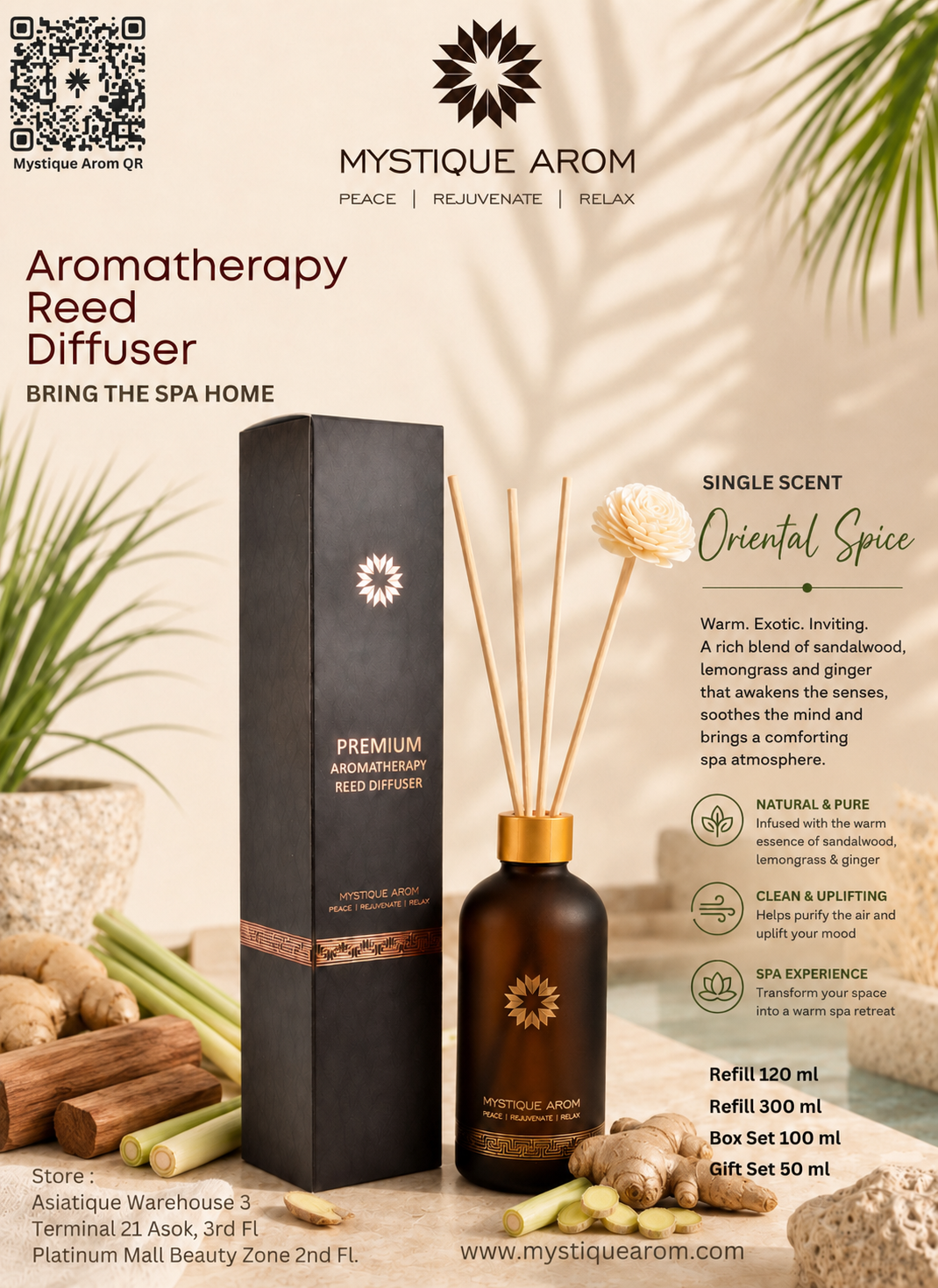 Oriental Spice - Premium Aromatherapy Reed Diffuser 100 ml