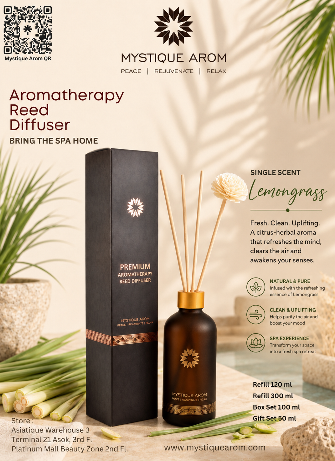 Lemongrass - Premium Aromatherapy Reed Diffuser 100 ml