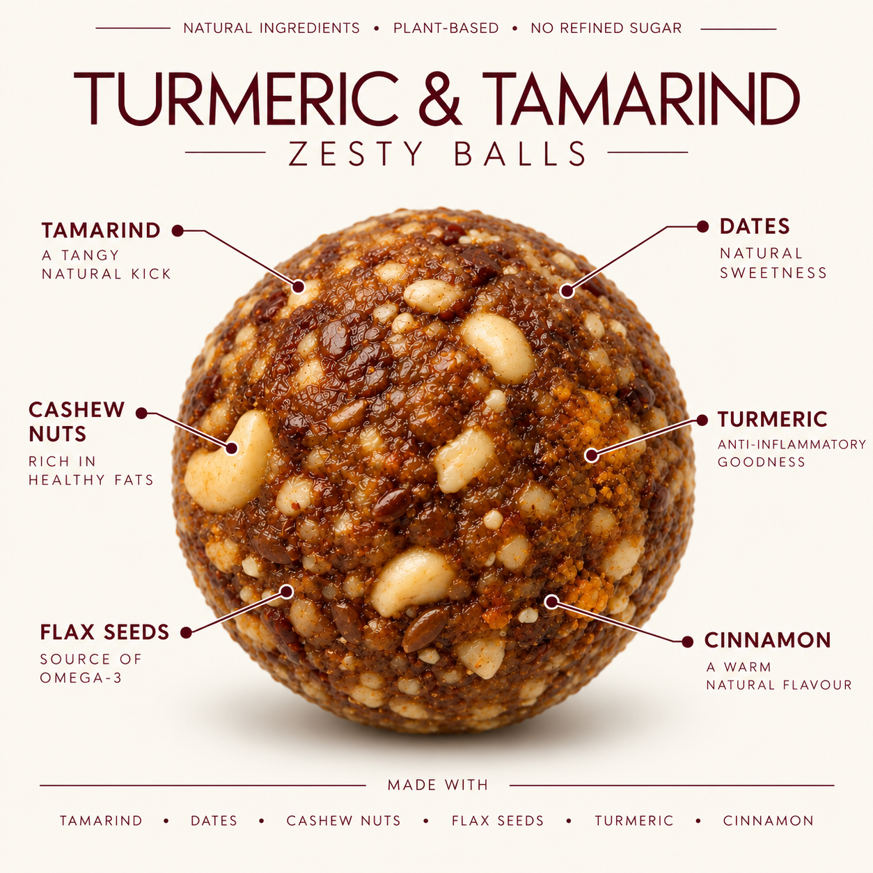 Energy Bite Balls - Turmeric & Tamarind Zesty