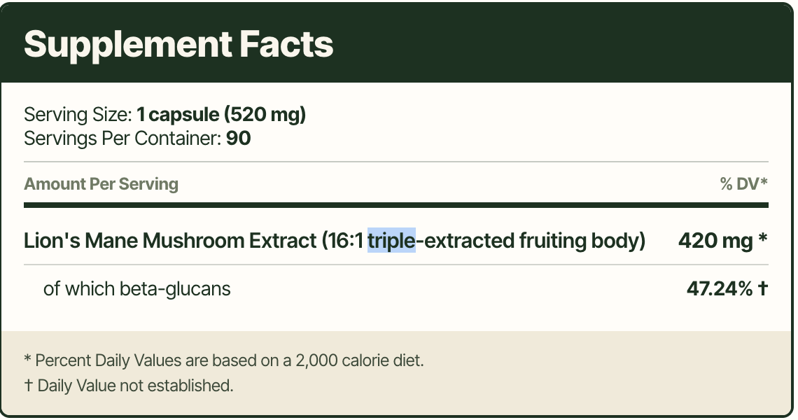 Earthling - Lion’s Mane Mushroom Capsules (16:1 Extract)