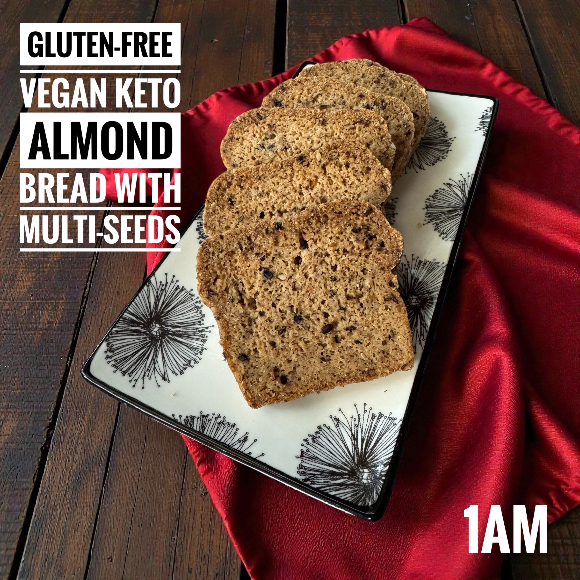 Gluten-Free Vegan Keto Almond Bread with Multiseeds [1AM]